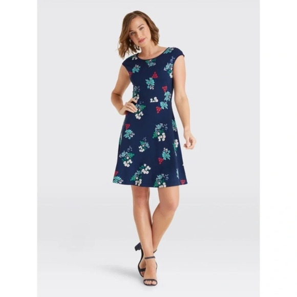 Draper James Dresses & Skirts - Draper James Floral Ponte A-Line Dress Navy Blue